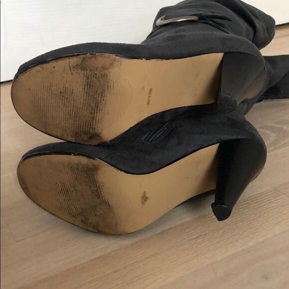 Gray Suede Knee High Boots - Picture 3 of 7